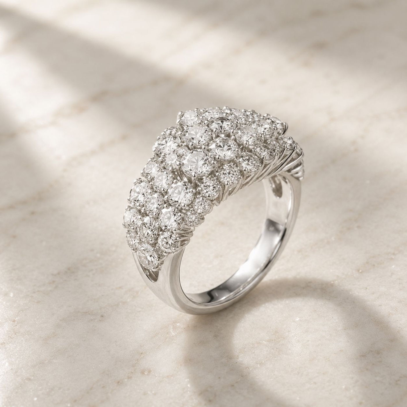 Cascade Cluster, shown in 14K White, Round