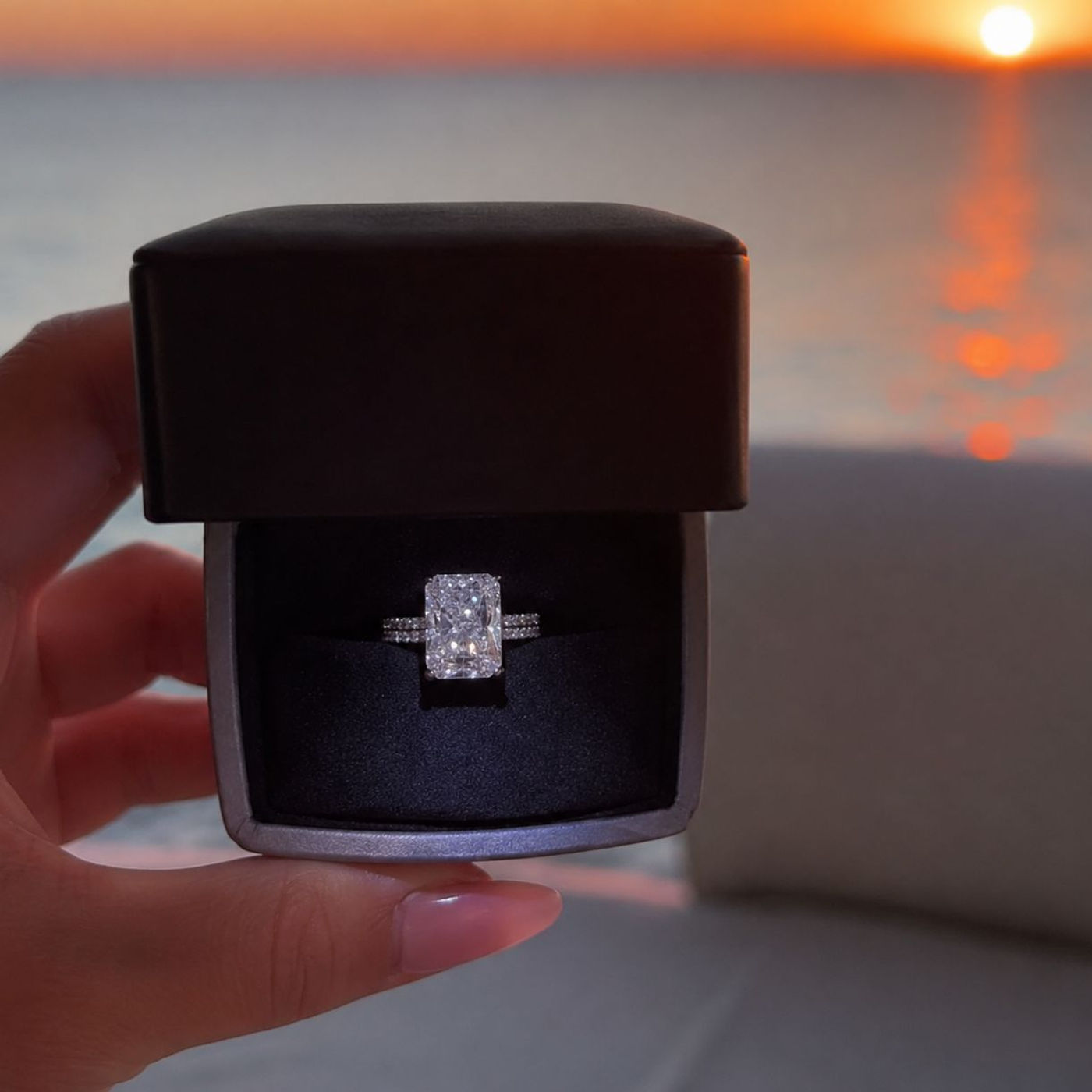 Radiant Solitaire, shown in 14K Yellow, Radiant