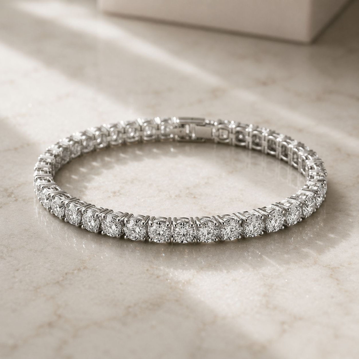 Tennis Bracelet, shown in 14K White, Round